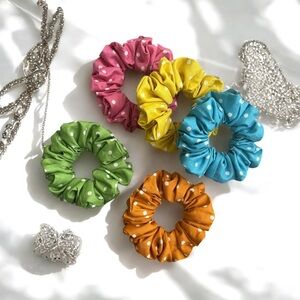 Colorful Polka Dot Hair Scrunchies Set